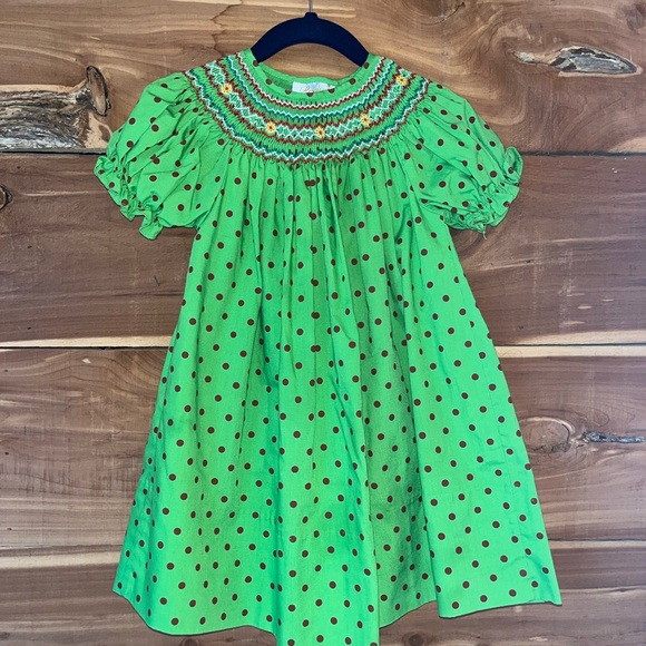 rosalina Other - Green Smocked Sundress with Puff Sleeves